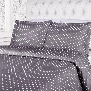 Superior Polka Dot Cotton Blend 600 Thread Count Duvet Cover Set, Oversized Comforter Cover, Retro Bedding Essentials, Button Closure, Includes 1 Duvet Cover, 2 Pillow Shams, Full/Queen, Lilac(Grey – Z)
