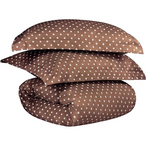 Superior Polka Dot Cotton Blend 600 Thread Count Duvet Cover Set, Oversized Comforter Cover, Retro Bedding Essentials, Button Closure, Includes 1 Duvet Cover, 2 Pillow Shams, Full/Queen, Lilac(Taupe)