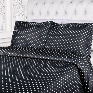 Superior Polka Dot Cotton Blend 600 Thread Count Duvet Cover Set, Oversized Comforter Cover, Retro Bedding Essentials, Button Closure, Includes 1 Duvet Cover, 2 Pillow Shams, Full/Queen, Lilac(Black – Z)