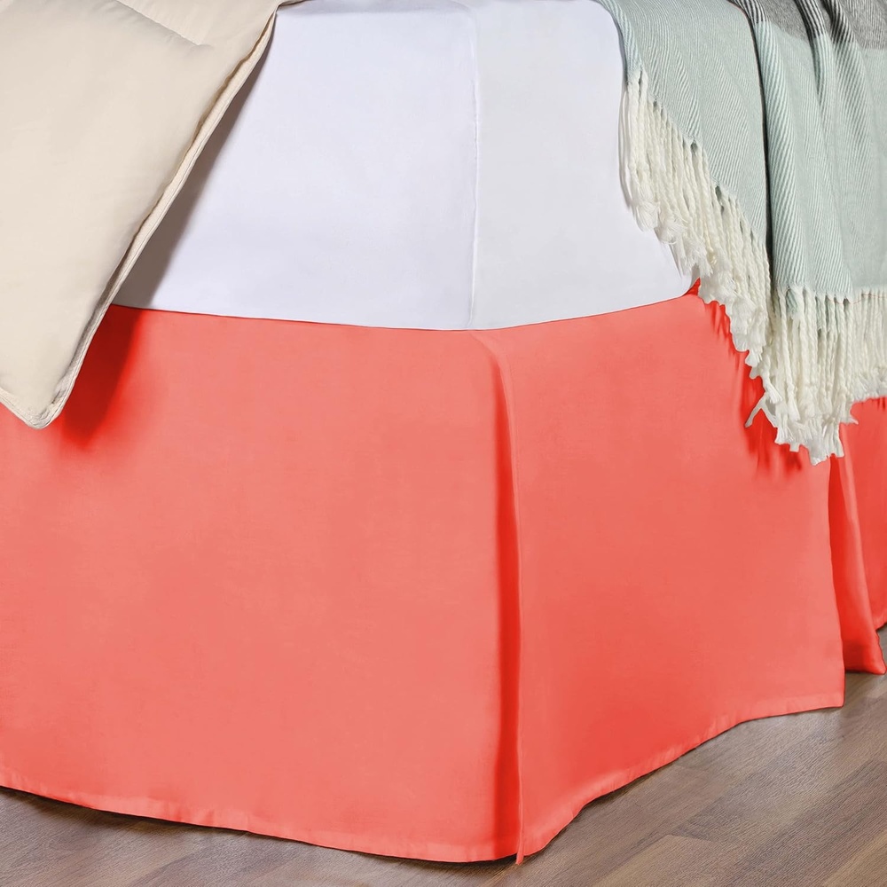 image:imageSuperior Premium Combed Cotton Bed Skirt with 15 Drop Classic Pleated Sides and Split Corners to Accommodate Bed Posts Mocha  KingCoral