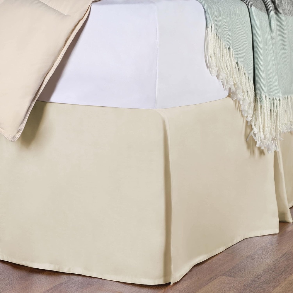 image:imageSuperior Premium Combed Cotton Bed Skirt with 15 Drop Classic Pleated Sides and Split Corners to Accommodate Bed Posts Mocha  KingIvory