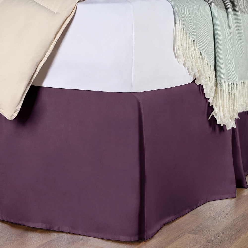 image:imageSuperior Premium Combed Cotton Bed Skirt with 15 Drop Classic Pleated Sides and Split Corners to Accommodate Bed Posts Mocha  KingPlum