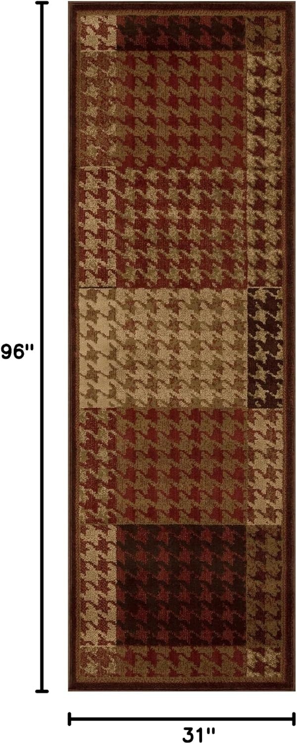 image:imageSuperior Indoor Runner Rug Jute Backing Modern Farmhouse Checkered Houndstooth Ideal for Entry Living Room Kitchen Bedroom Hallway Floor Cover Natte Collection 2 7 x 8 Mocha