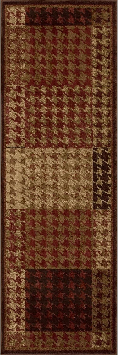 image:imageSuperior Indoor Runner Rug Jute Backing Modern Farmhouse Checkered Houndstooth Ideal for Entry Living Room Kitchen Bedroom Hallway Floor Cover Natte Collection 2 7 x 8 Mocha