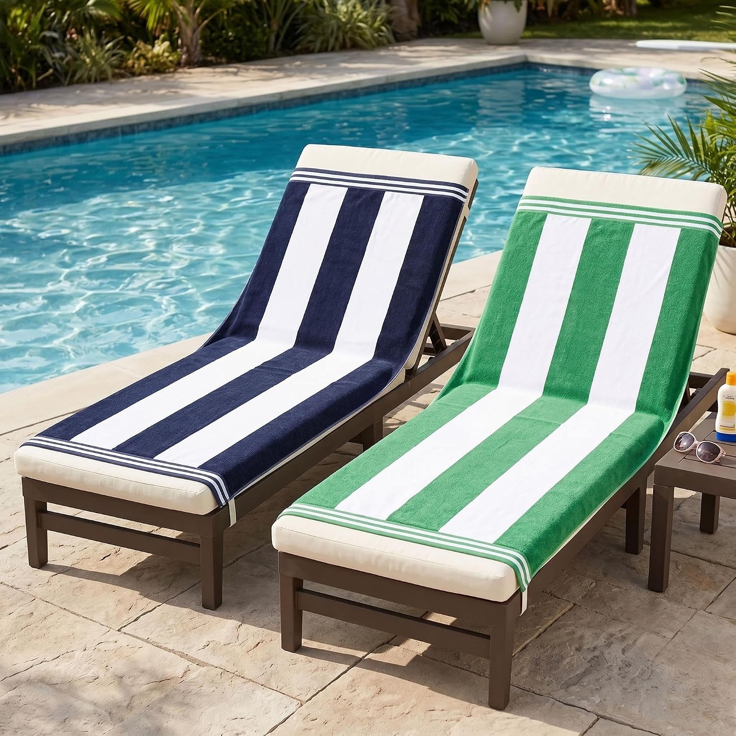 image:imageSuperior Cabana Stripe Oversized Cotton Beach Towels 4 Pc MultiColorMulticolor 1