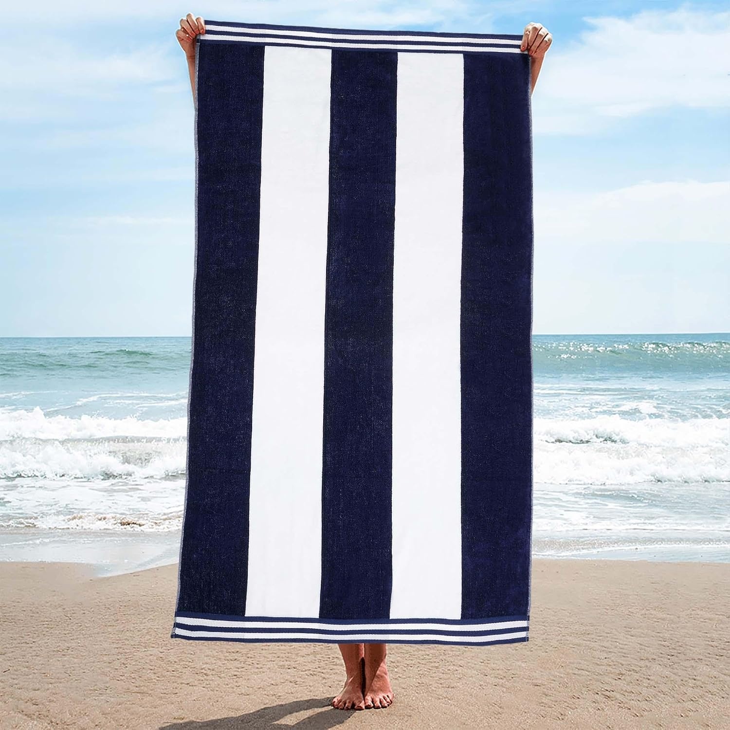 image:imageSuperior Cabana Stripe Oversized Cotton Beach Towels 4 Pc MultiColorMulticolor