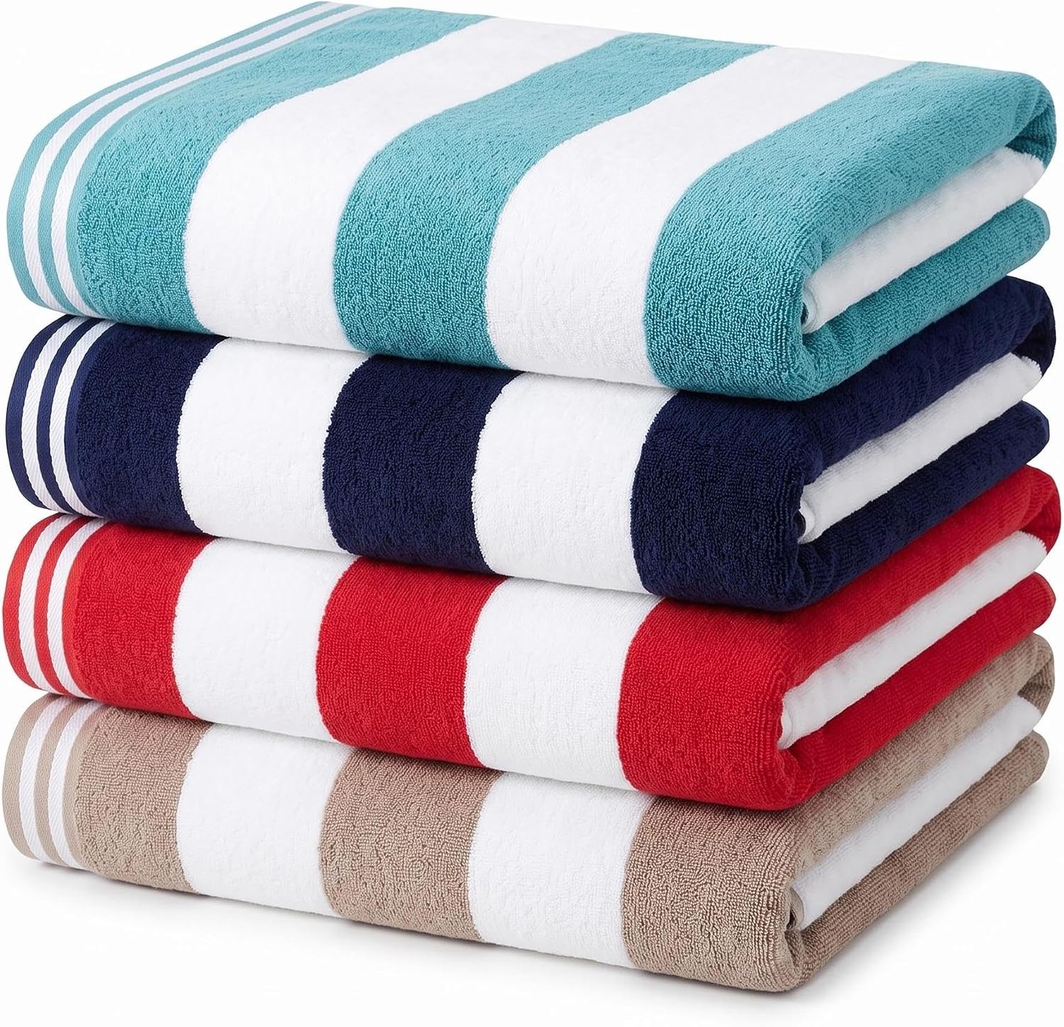 image:imageSuperior Cabana Stripe Oversized Cotton Beach Towels 4 Pc MultiColorMulticolor