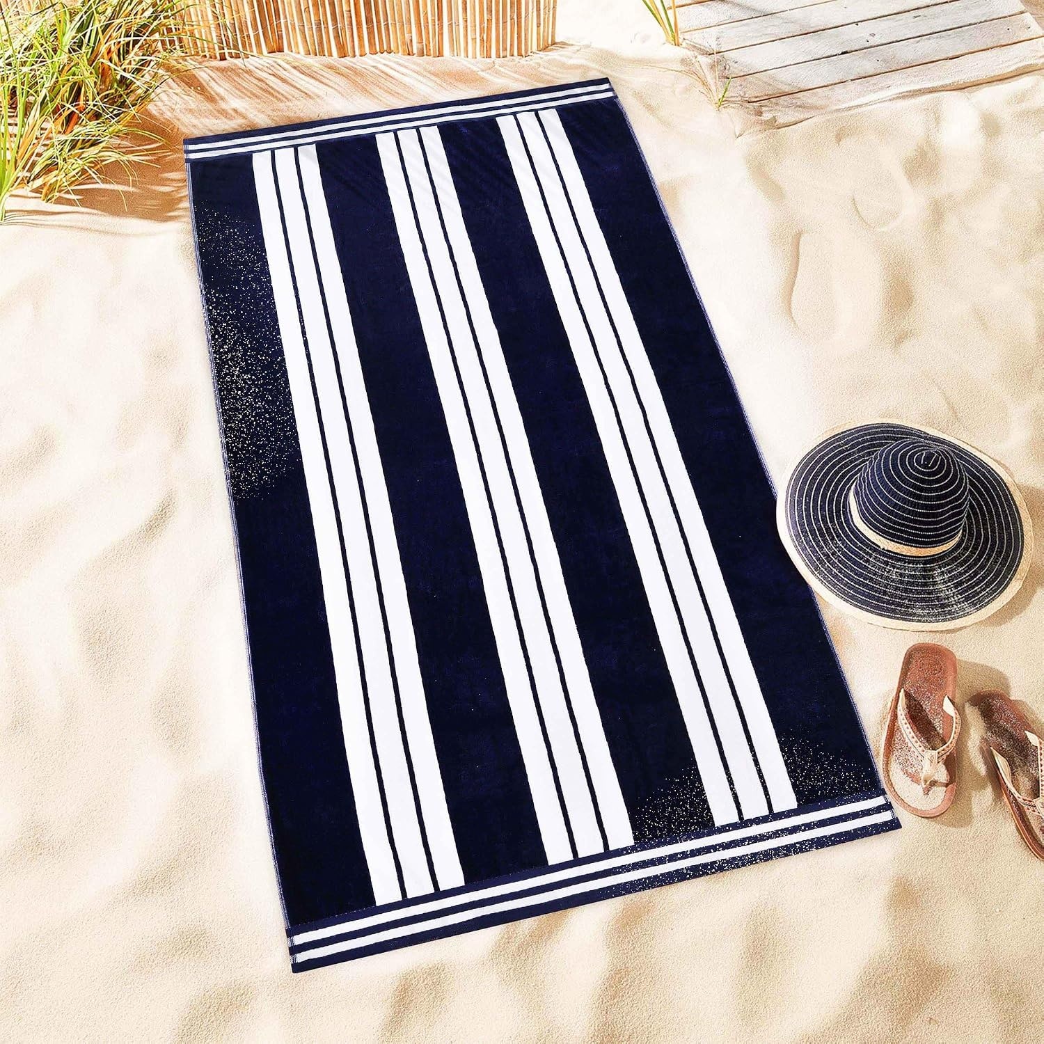 image:imageSuperior Cabana Stripe Oversized Cotton Beach Towels 4 Pc MultiColorMulticolor