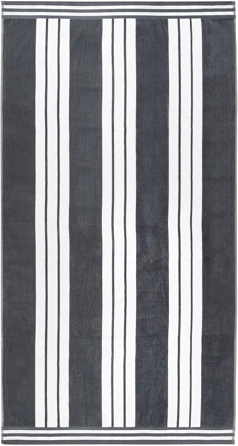 image:imageSuperior Striped Cotton Reversible Beach Towel Set 6 PC Multi ColorCharcoal