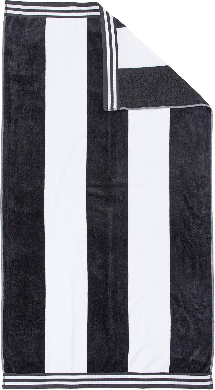 image:imageSuperior Striped Cotton Reversible Beach Towel Set 6 PC Multi ColorCharcoal