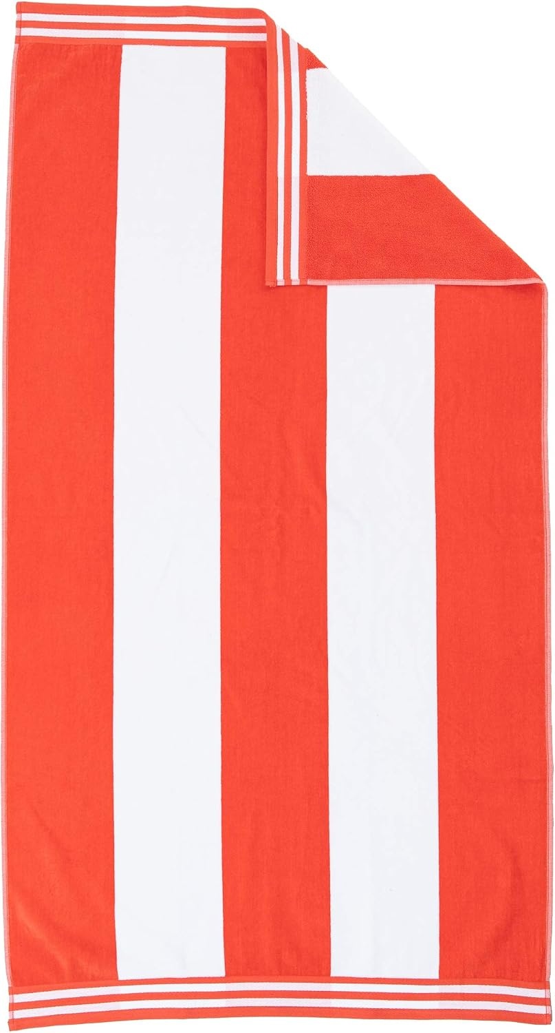 image:imageSuperior Striped Cotton Reversible Beach Towel Set 6 PC Multi ColorCoral