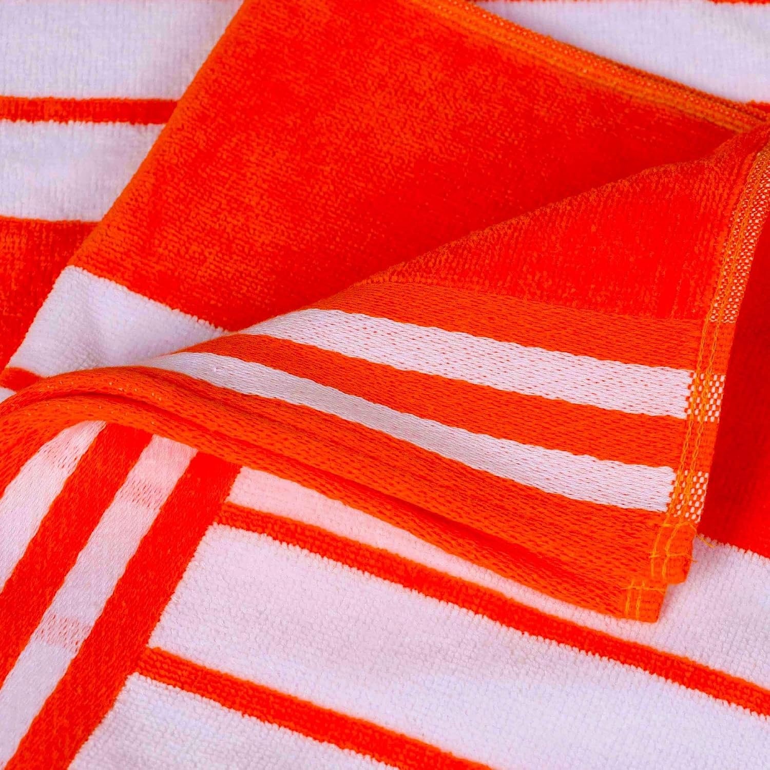 image:imageSuperior Striped Cotton Reversible Beach Towel Set 6 PC Multi ColorCoral