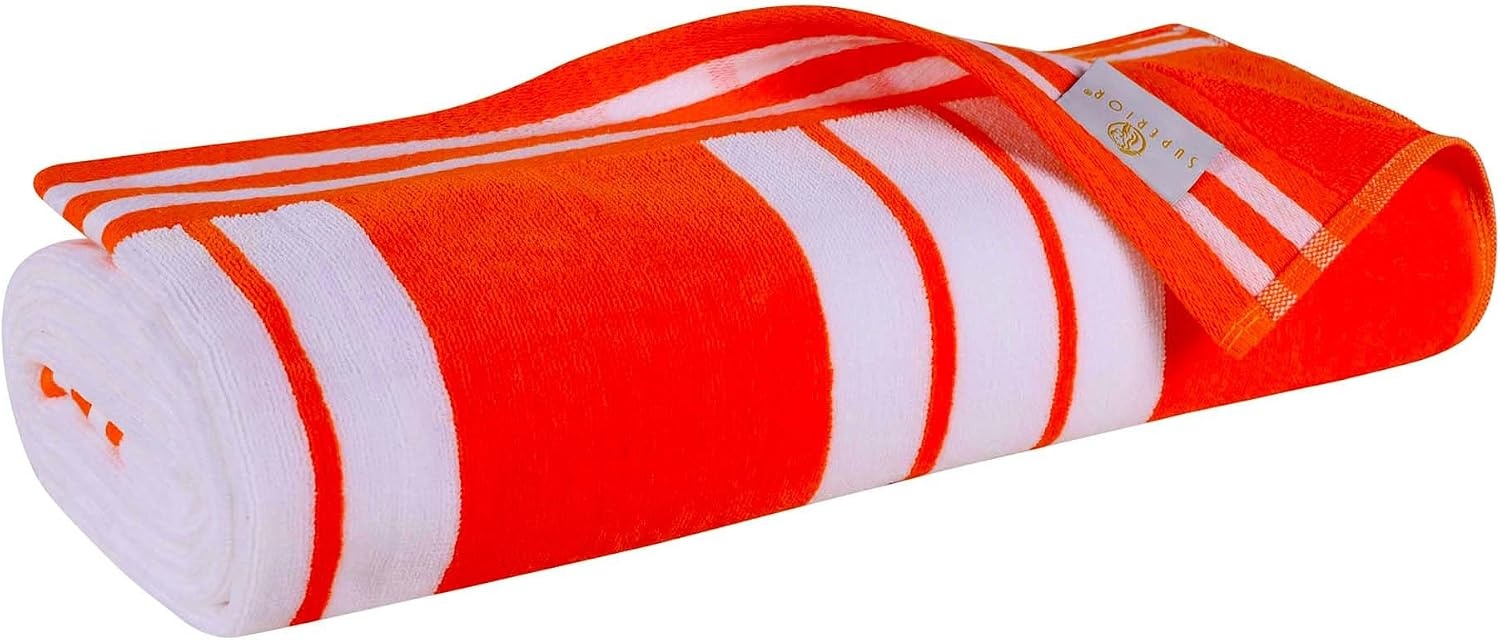 image:imageSuperior Striped Cotton Reversible Beach Towel Set 6 PC Multi ColorCoral