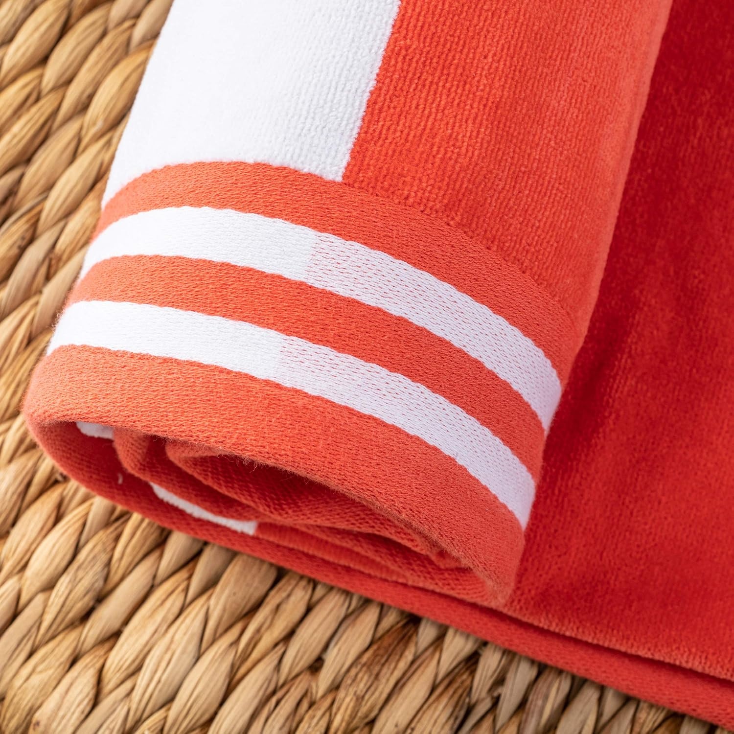 image:imageSuperior Striped Cotton Reversible Beach Towel Set 6 PC Multi ColorCoral