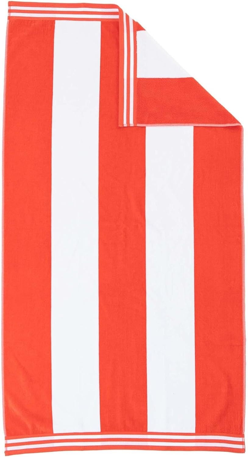 image:imageSuperior Striped Cotton Reversible Beach Towel Set 6 PC Multi ColorCoral