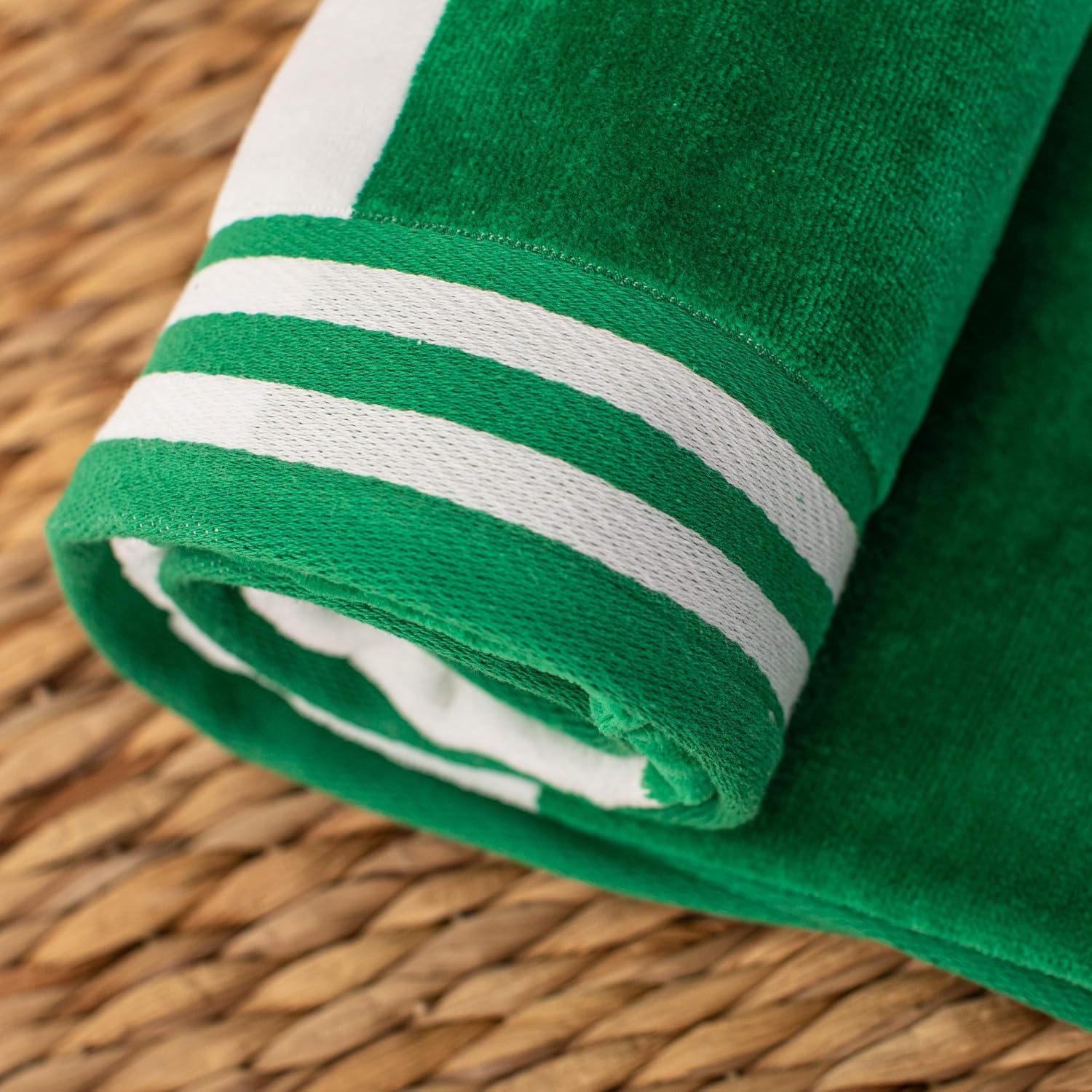 image:imageSuperior Striped Cotton Reversible Beach Towel Set 6 PC Multi ColorDark Green