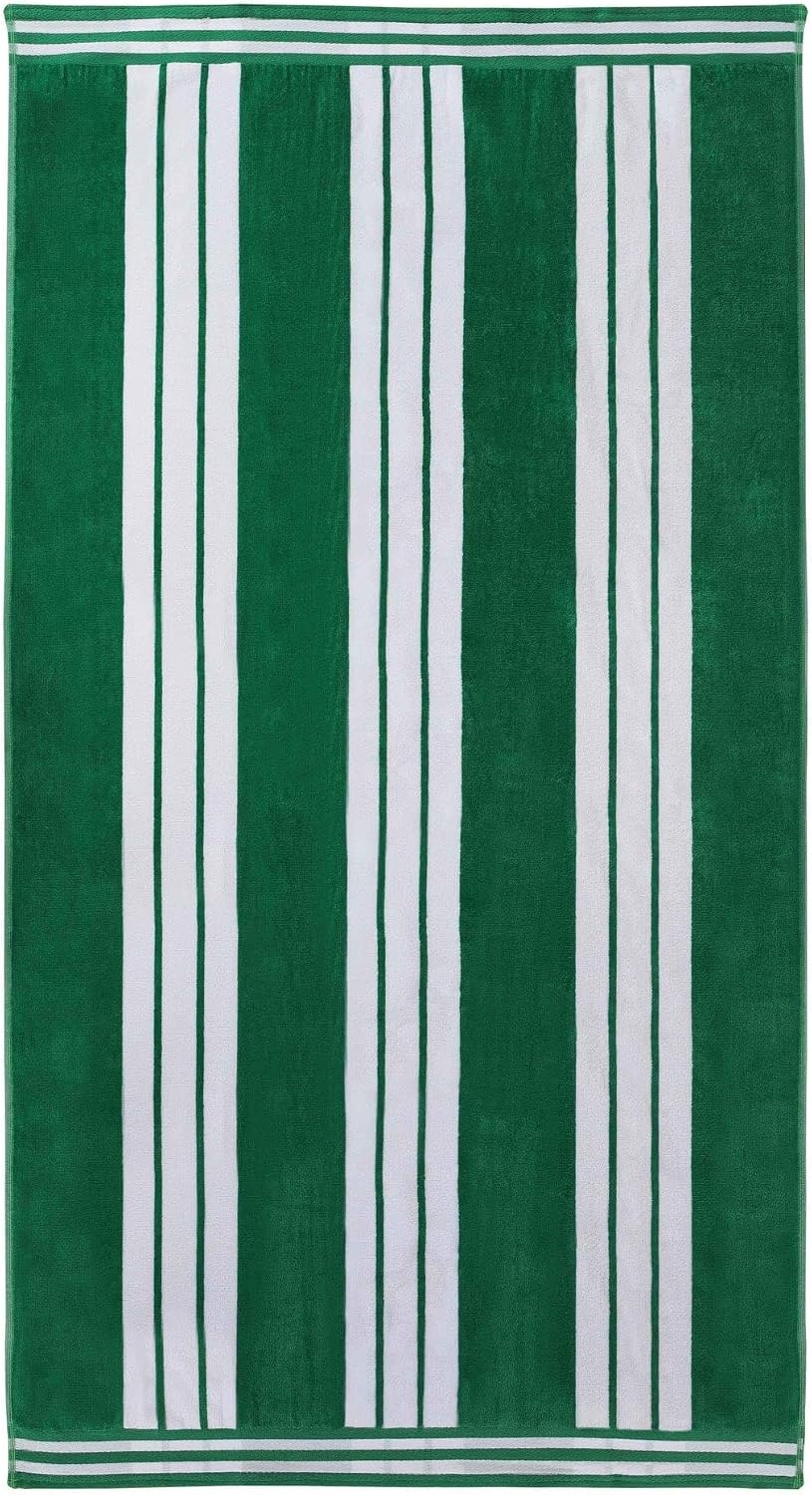 image:imageSuperior Striped Cotton Reversible Beach Towel Set 6 PC Multi ColorDark Green
