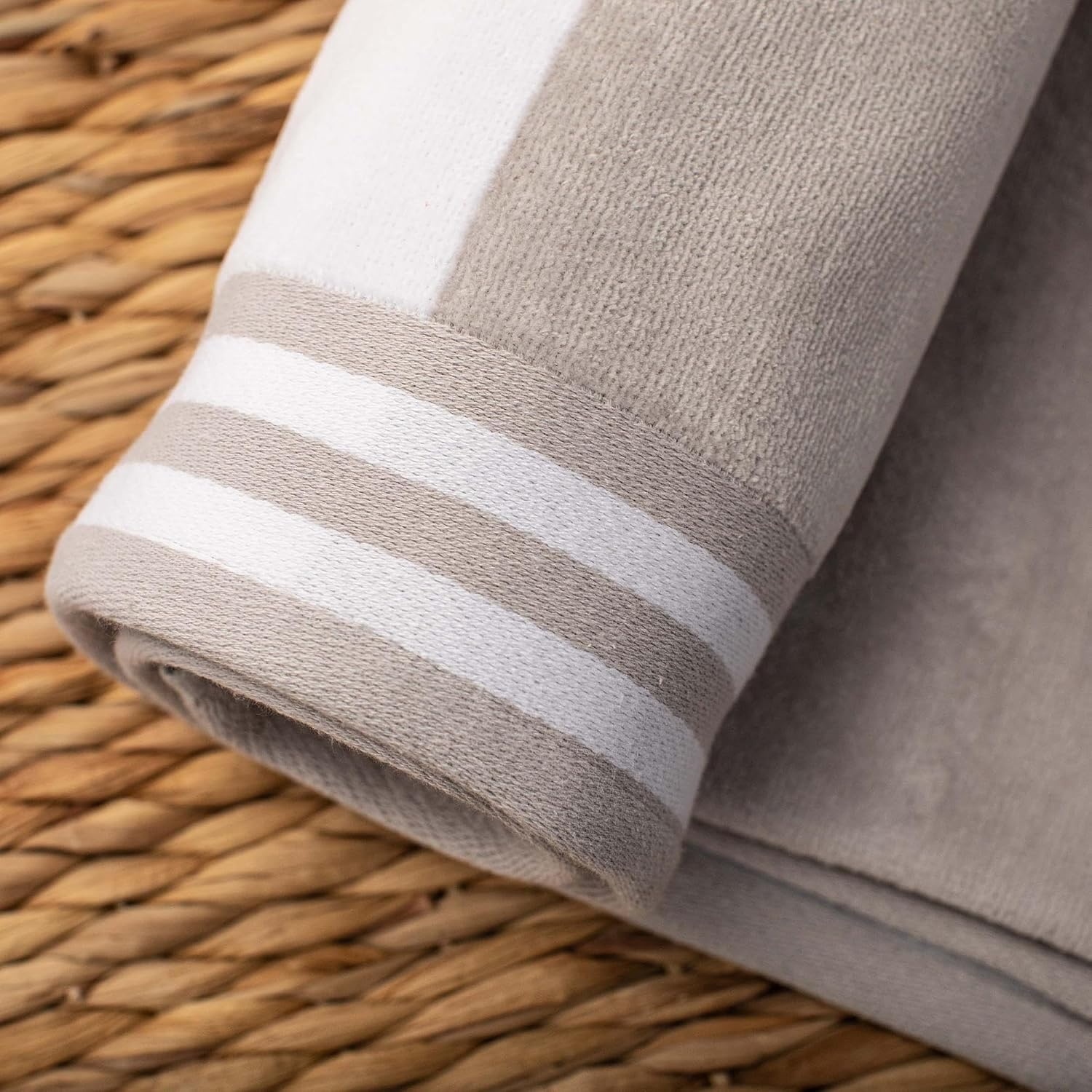 image:imageSuperior Striped Cotton Reversible Beach Towel Set 6 PC Multi ColorLight Grey