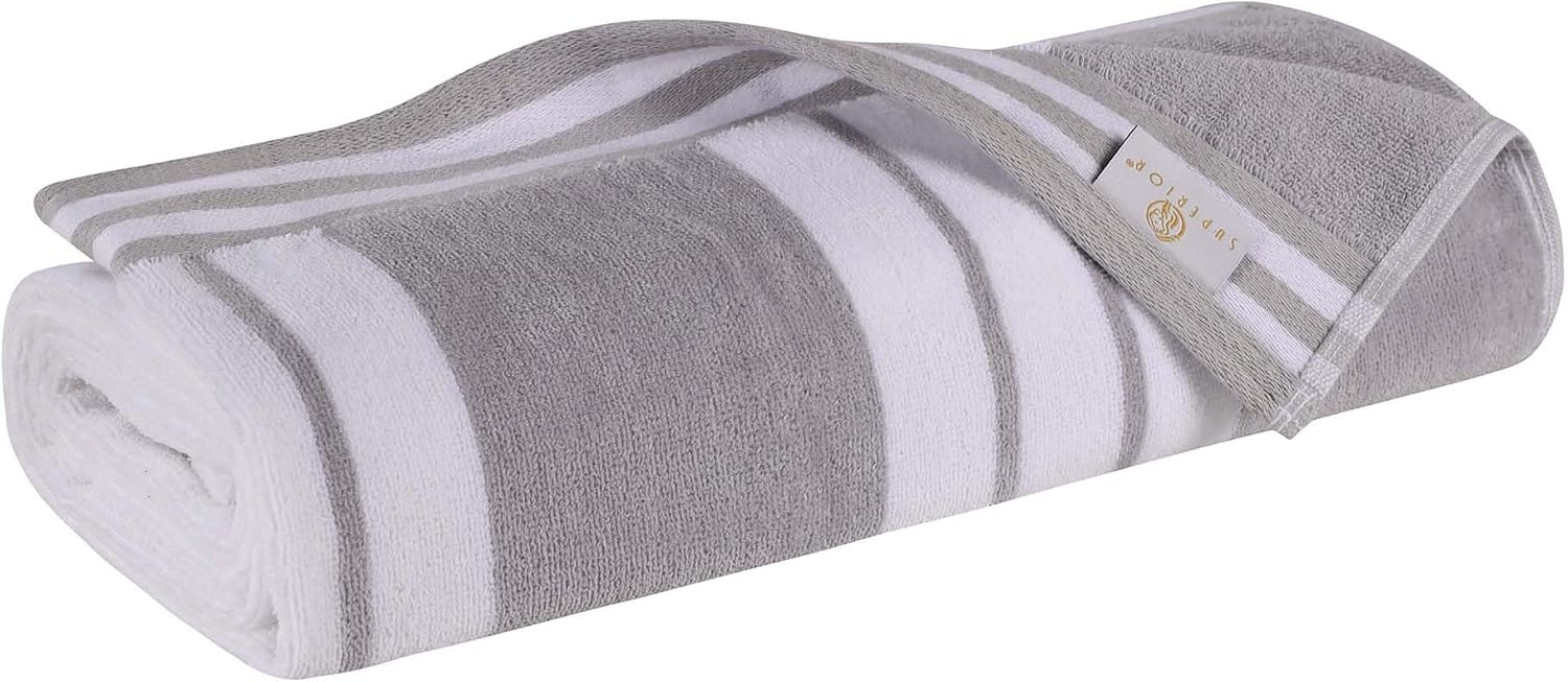 image:imageSuperior Striped Cotton Reversible Beach Towel Set 6 PC Multi ColorLight Grey