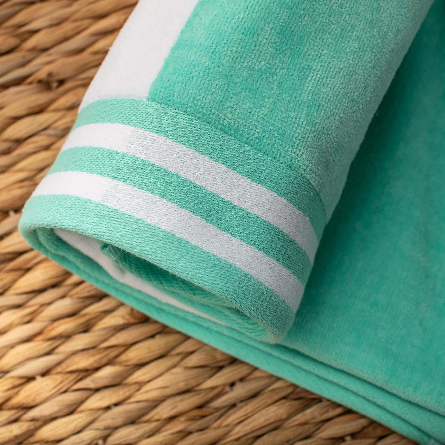 image:imageSuperior Striped Cotton Reversible Beach Towel Set 6 PC Multi ColorMint