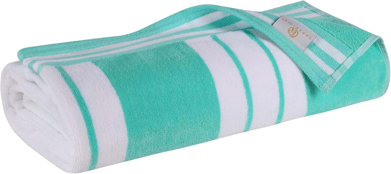 image:imageSuperior Striped Cotton Reversible Beach Towel Set 6 PC Multi ColorMint