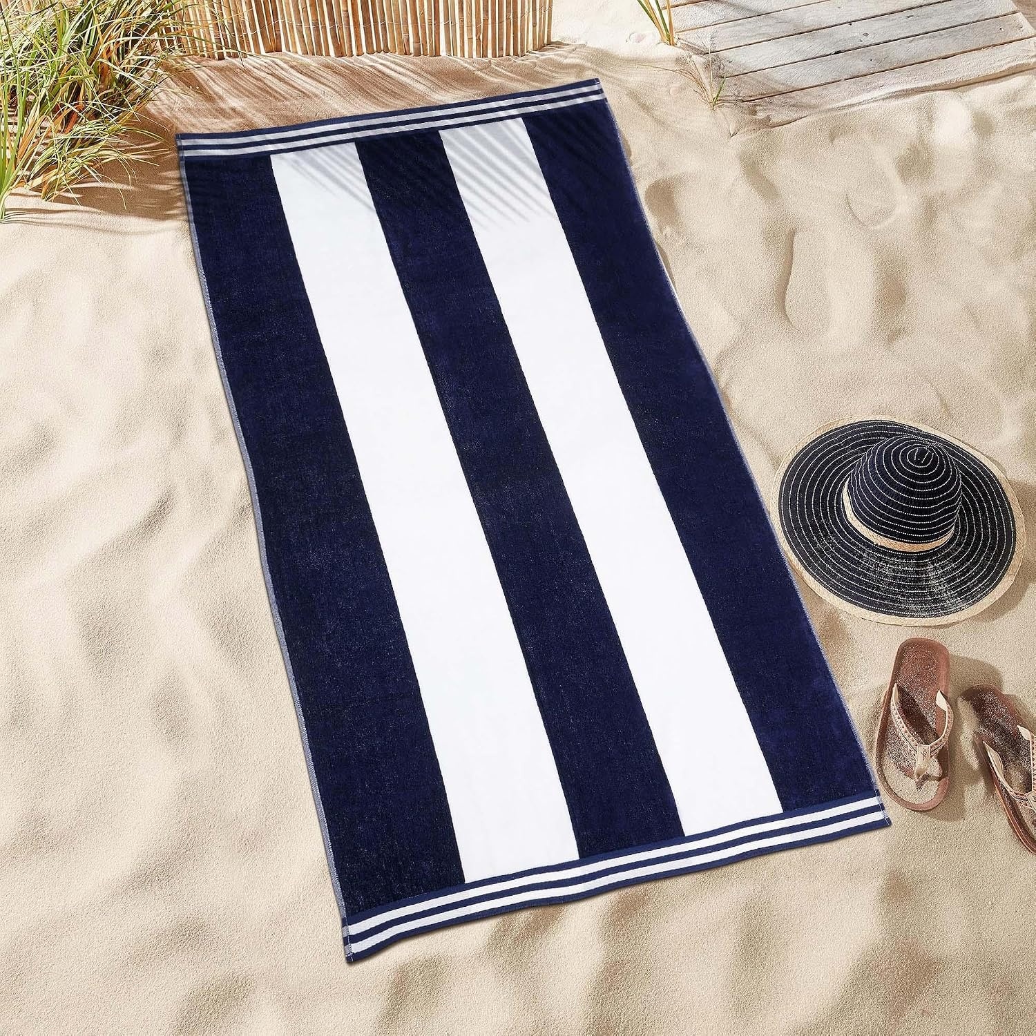 image:imageSuperior Striped Cotton Reversible Beach Towel Set 6 PC Multi ColorMulticolor 1