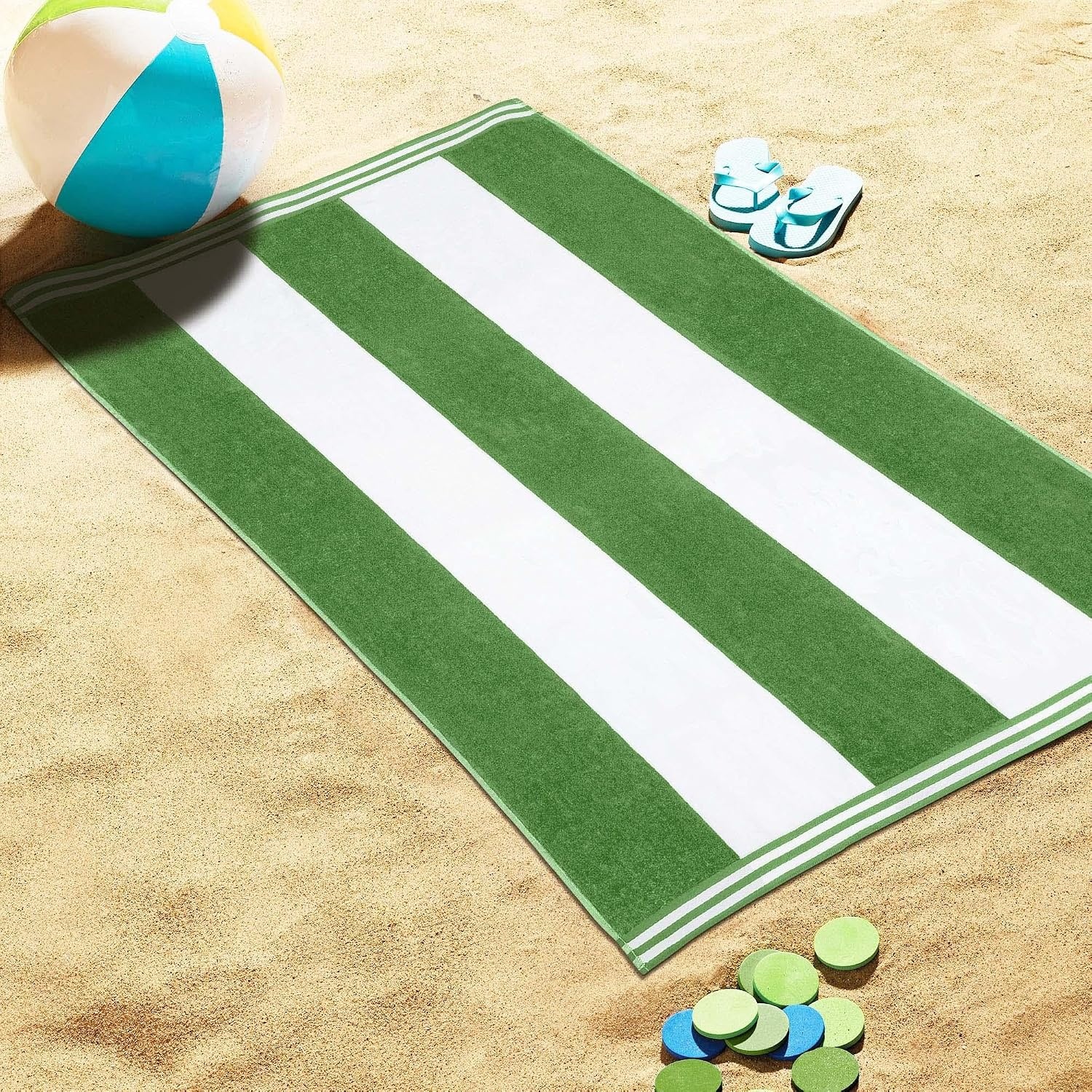 image:imageSuperior Striped Cotton Reversible Beach Towel Set 6 PC Multi ColorMulticolor 1