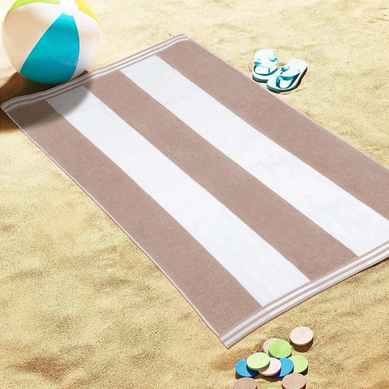 image:imageSuperior Striped Cotton Reversible Beach Towel Set 6 PC Multi ColorMulticolor 2