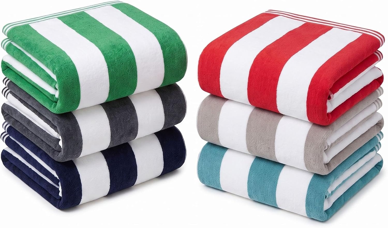 image:imageSuperior Striped Cotton Reversible Beach Towel Set 6 PC Multi ColorMulticolor