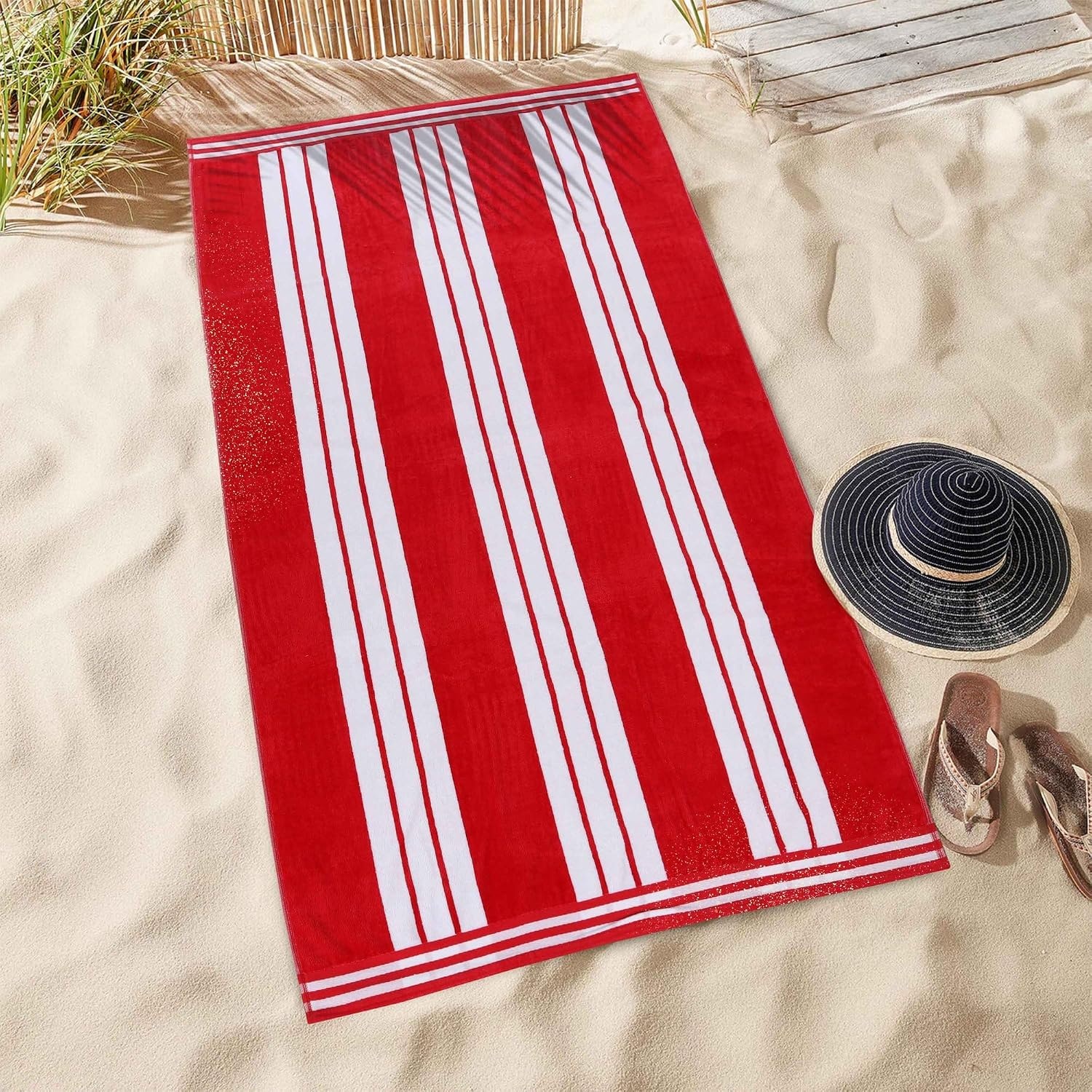 image:imageSuperior Striped Cotton Reversible Beach Towel Set 6 PC Multi ColorMulticolor