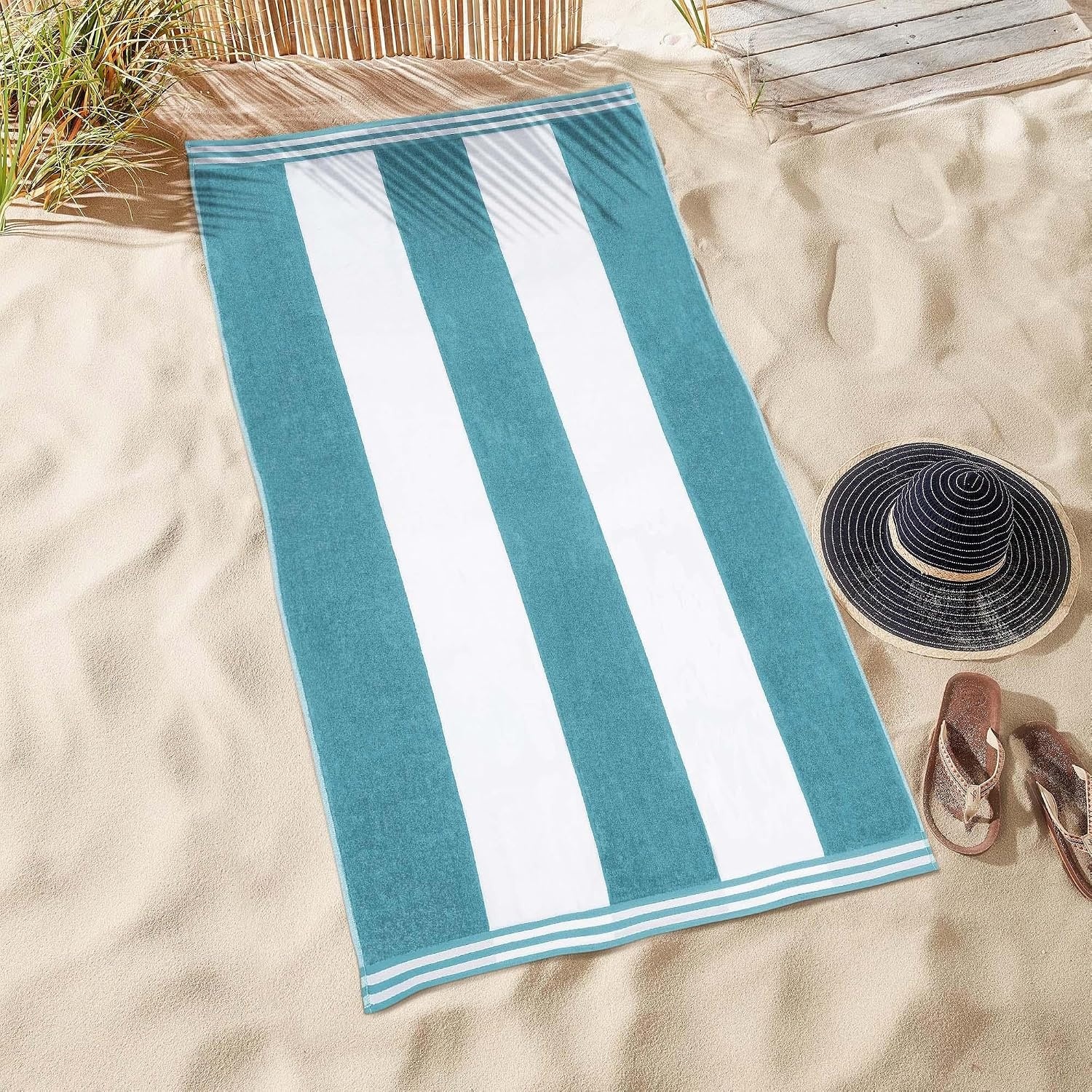 image:imageSuperior Striped Cotton Reversible Beach Towel Set 6 PC Multi ColorMulticolor