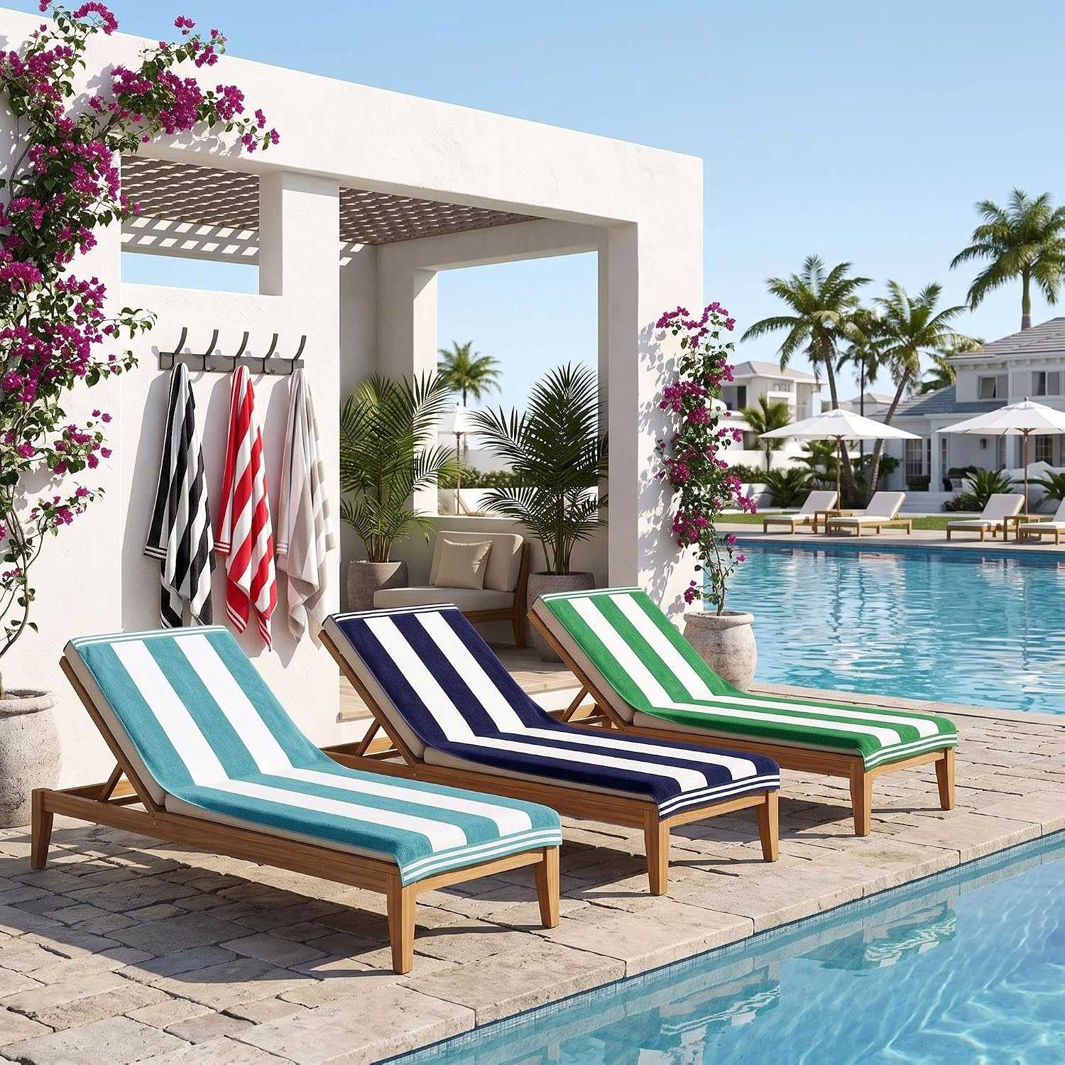 image:imageSuperior Striped Cotton Reversible Beach Towel Set 6 PC Multi ColorMulticolor