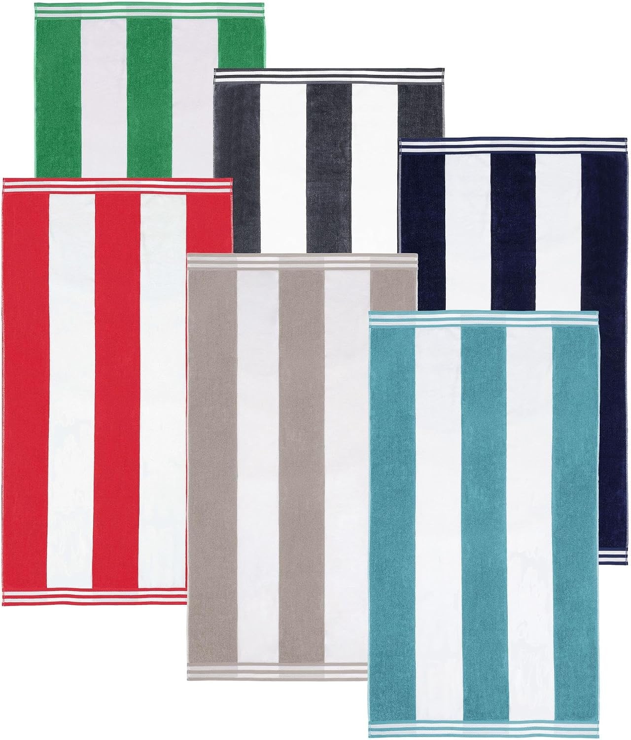 image:imageSuperior Striped Cotton Reversible Beach Towel Set 6 PC Multi ColorMulticolor