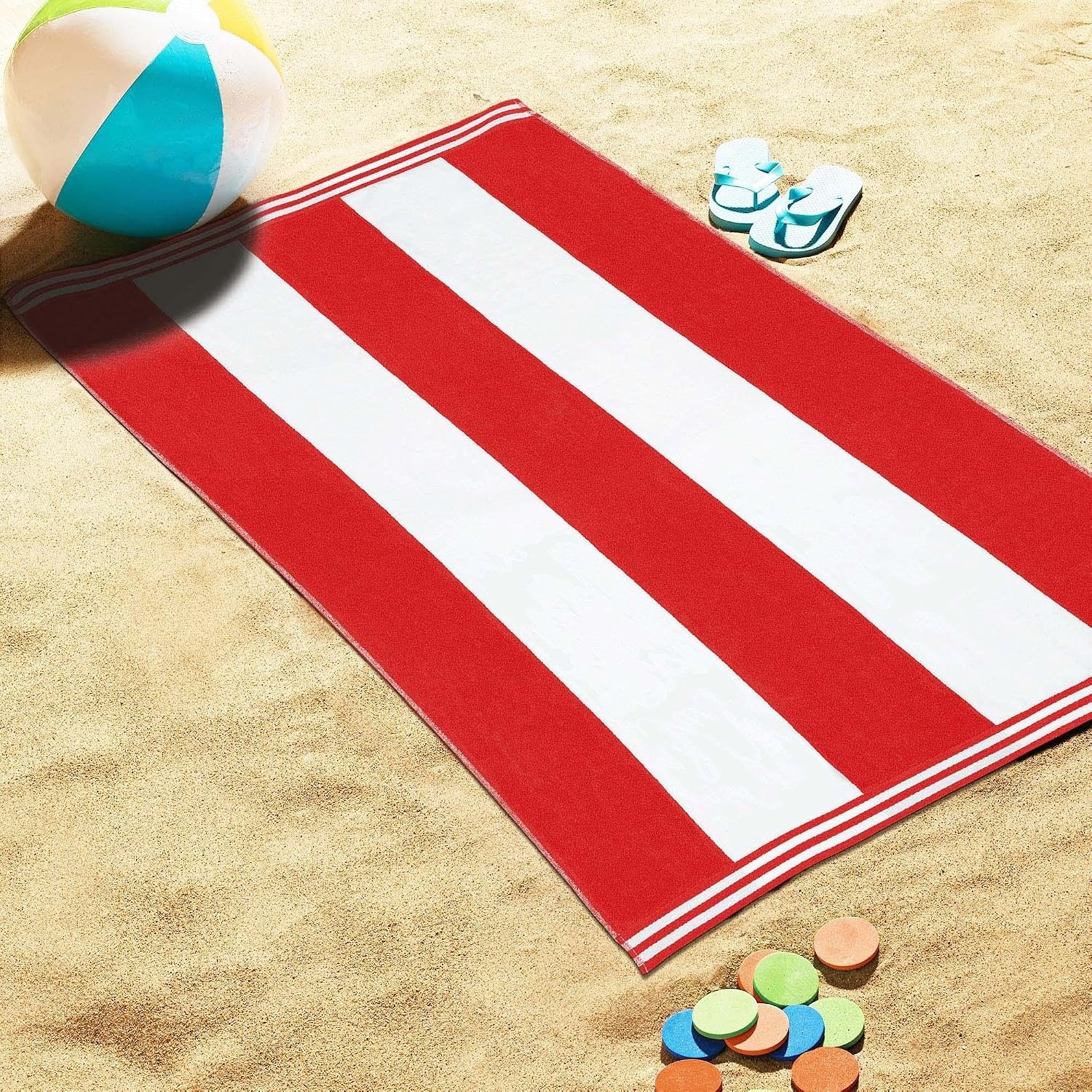 image:imageSuperior Striped Cotton Reversible Beach Towel Set 6 PC Multi ColorMulticolor