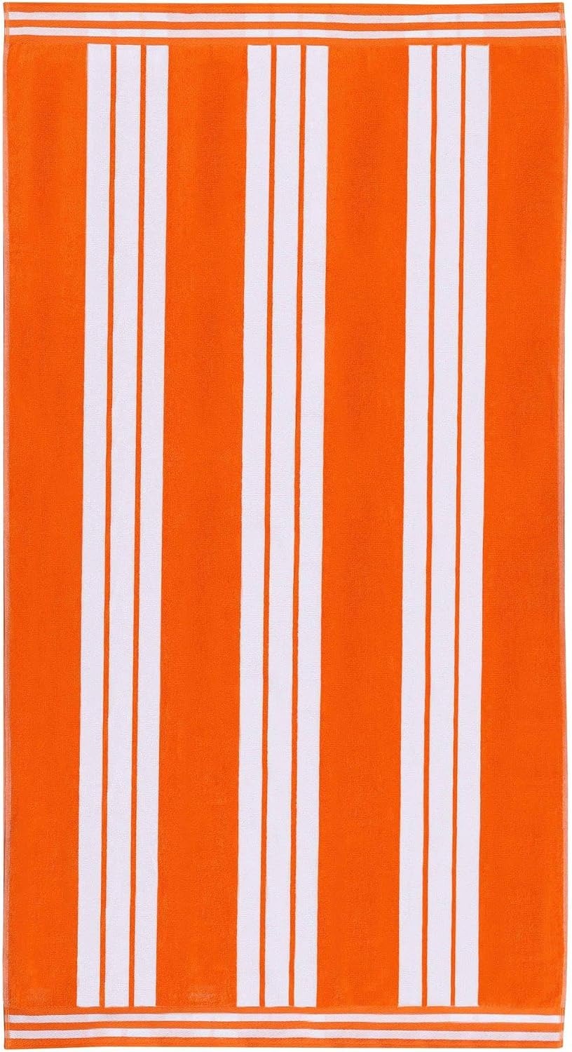 image:imageSuperior Striped Cotton Reversible Beach Towel Set 6 PC Multi ColorOrange