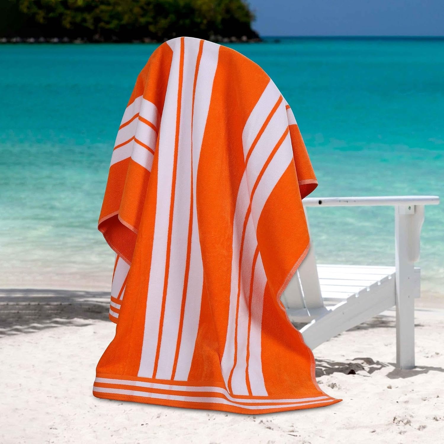 image:imageSuperior Striped Cotton Reversible Beach Towel Set 6 PC Multi ColorOrange