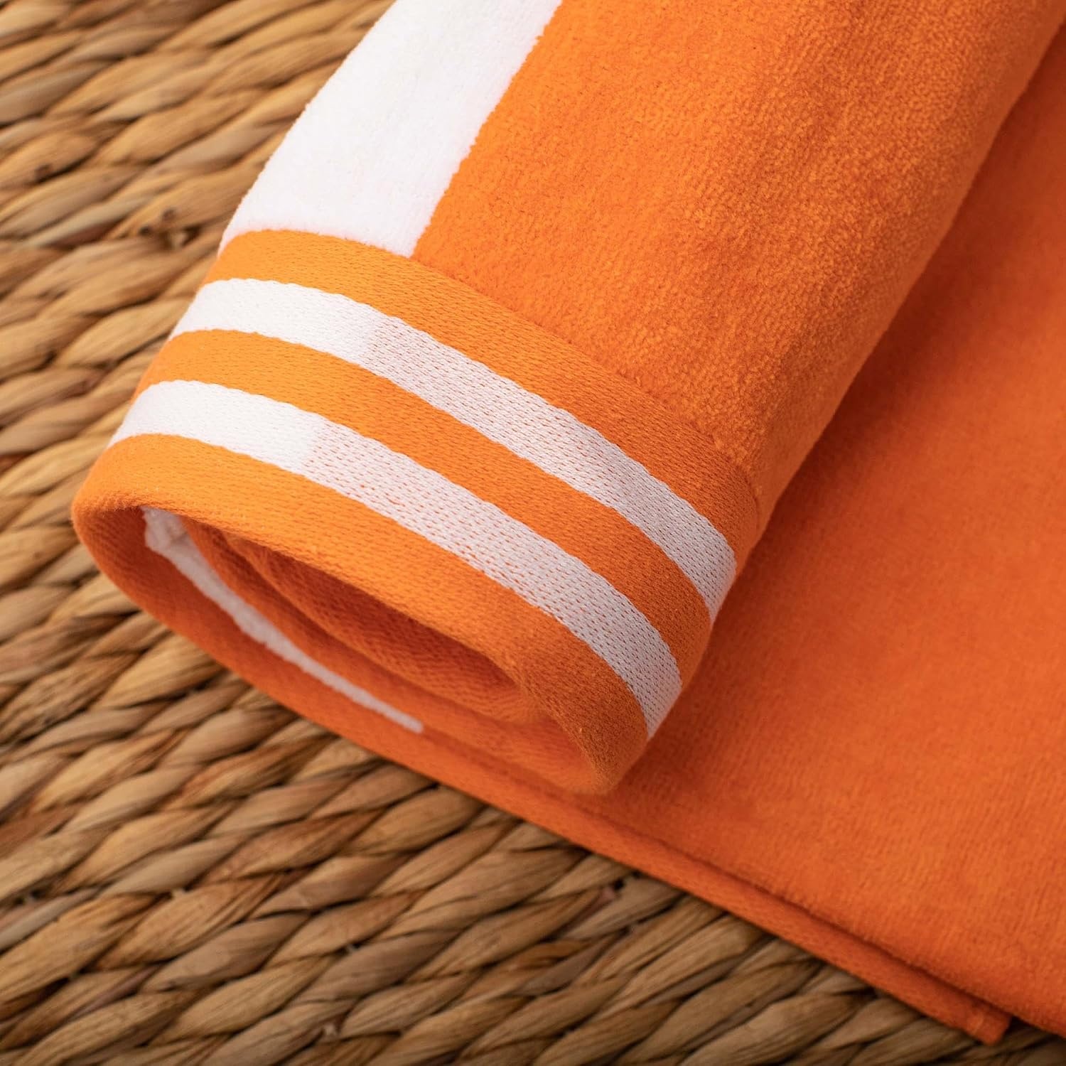 image:imageSuperior Striped Cotton Reversible Beach Towel Set 6 PC Multi ColorOrange