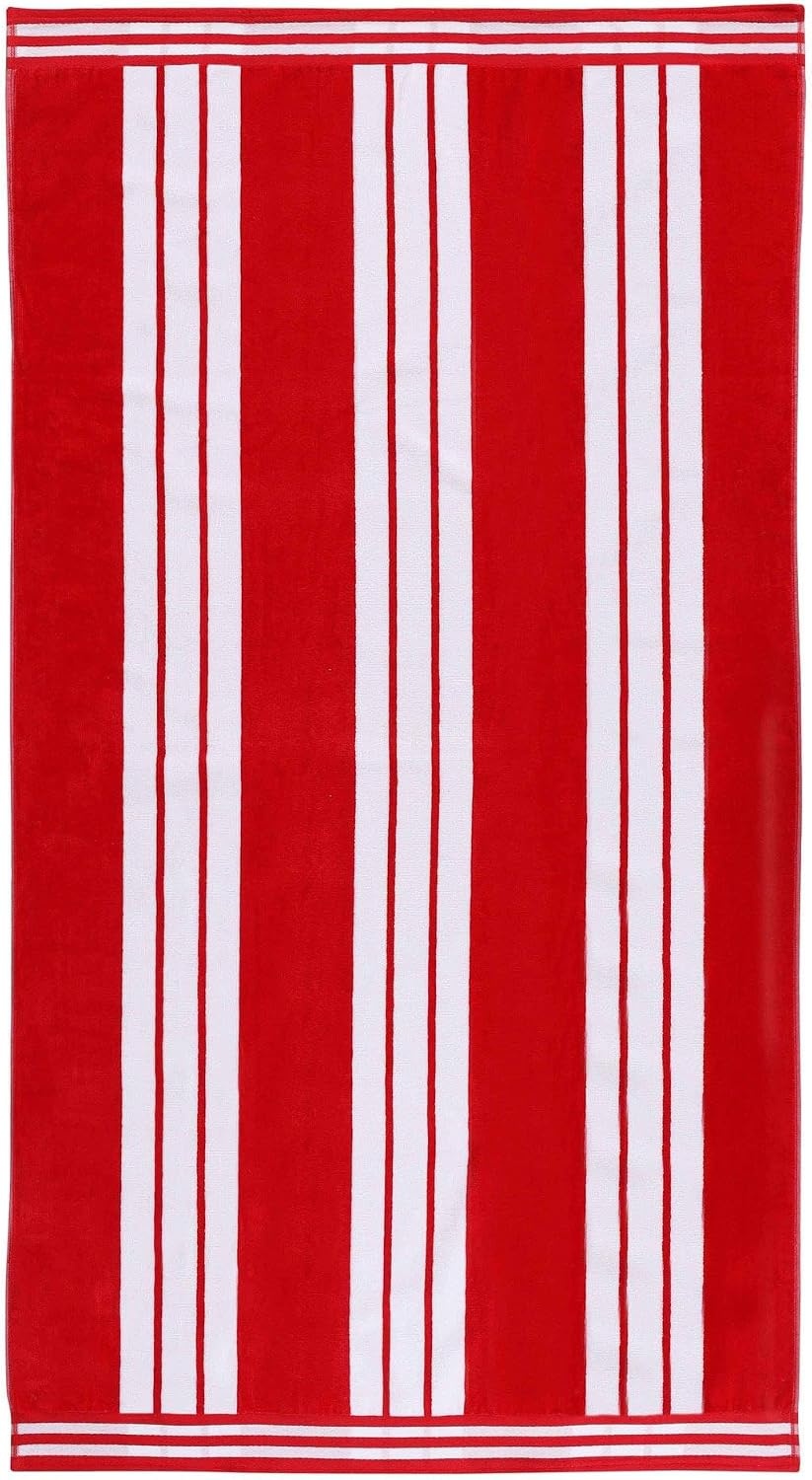 image:imageSuperior Striped Cotton Reversible Beach Towel Set 6 PC Multi ColorRed