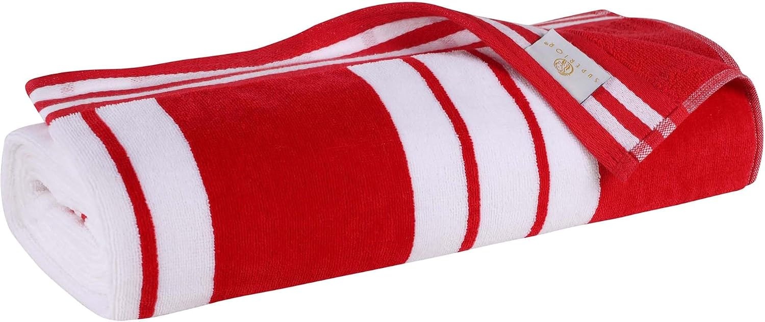 image:imageSuperior Striped Cotton Reversible Beach Towel Set 6 PC Multi ColorRed