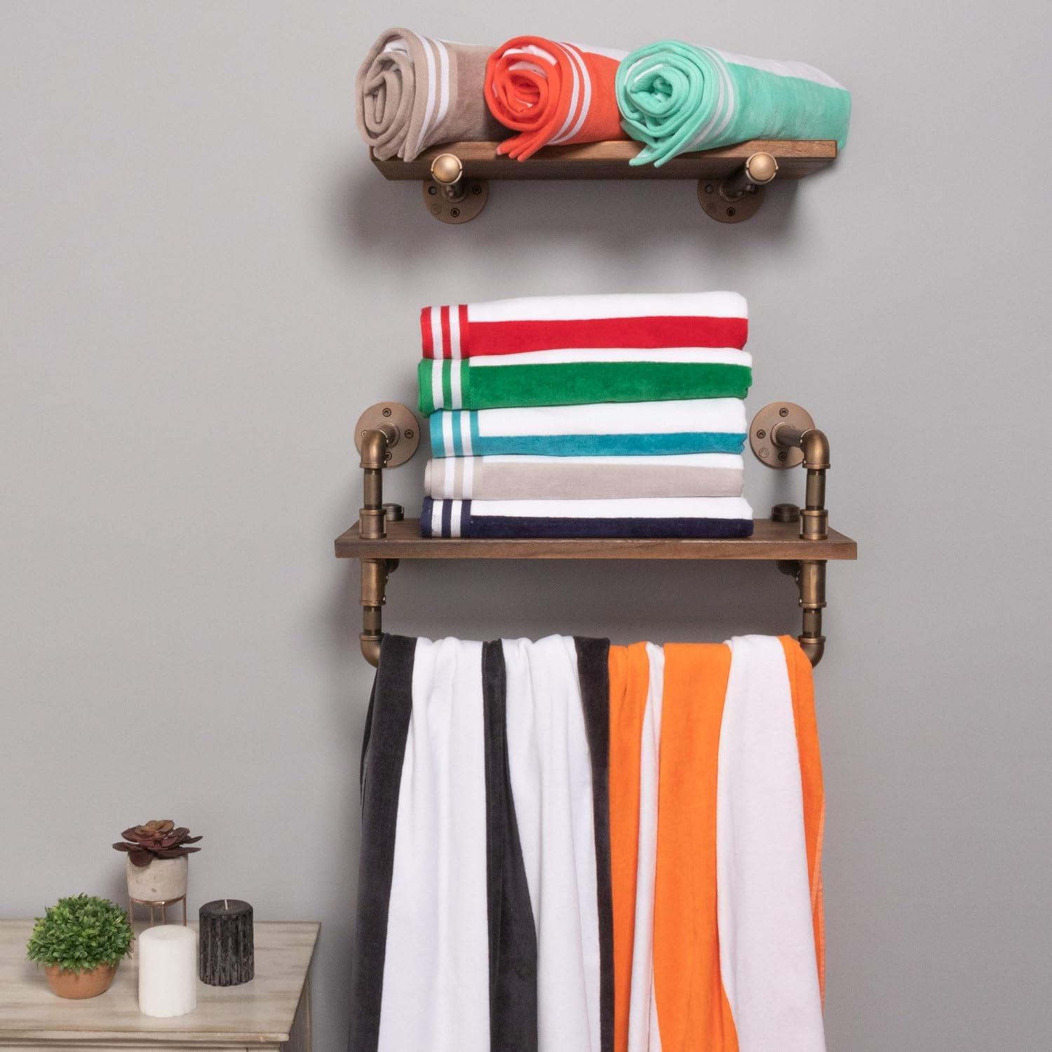 image:imageSuperior Striped Cotton Reversible Beach Towel Set 6 PC Multi ColorRed