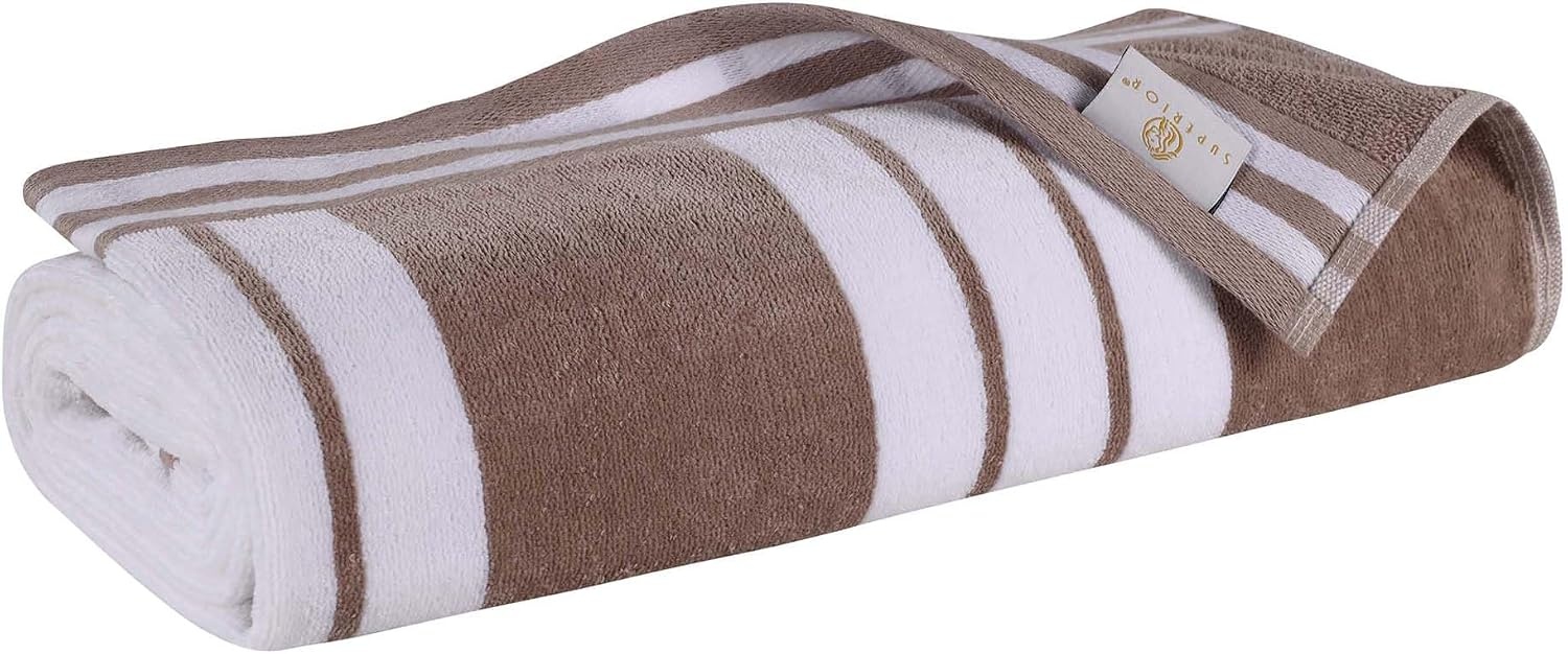 image:imageSuperior Striped Cotton Reversible Beach Towel Set 6 PC Multi ColorTaupe