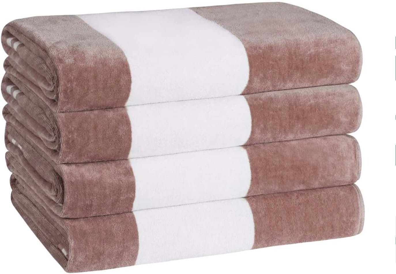 image:imageSuperior Striped Cotton Reversible Beach Towel Set 6 PC Multi ColorTaupe
