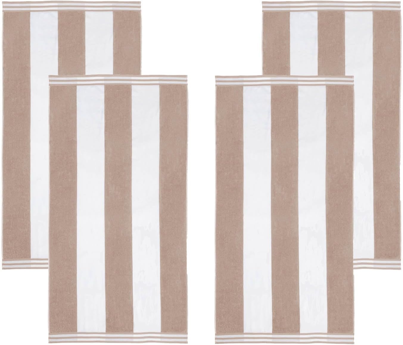 image:imageSuperior Striped Cotton Reversible Beach Towel Set 6 PC Multi ColorTaupe