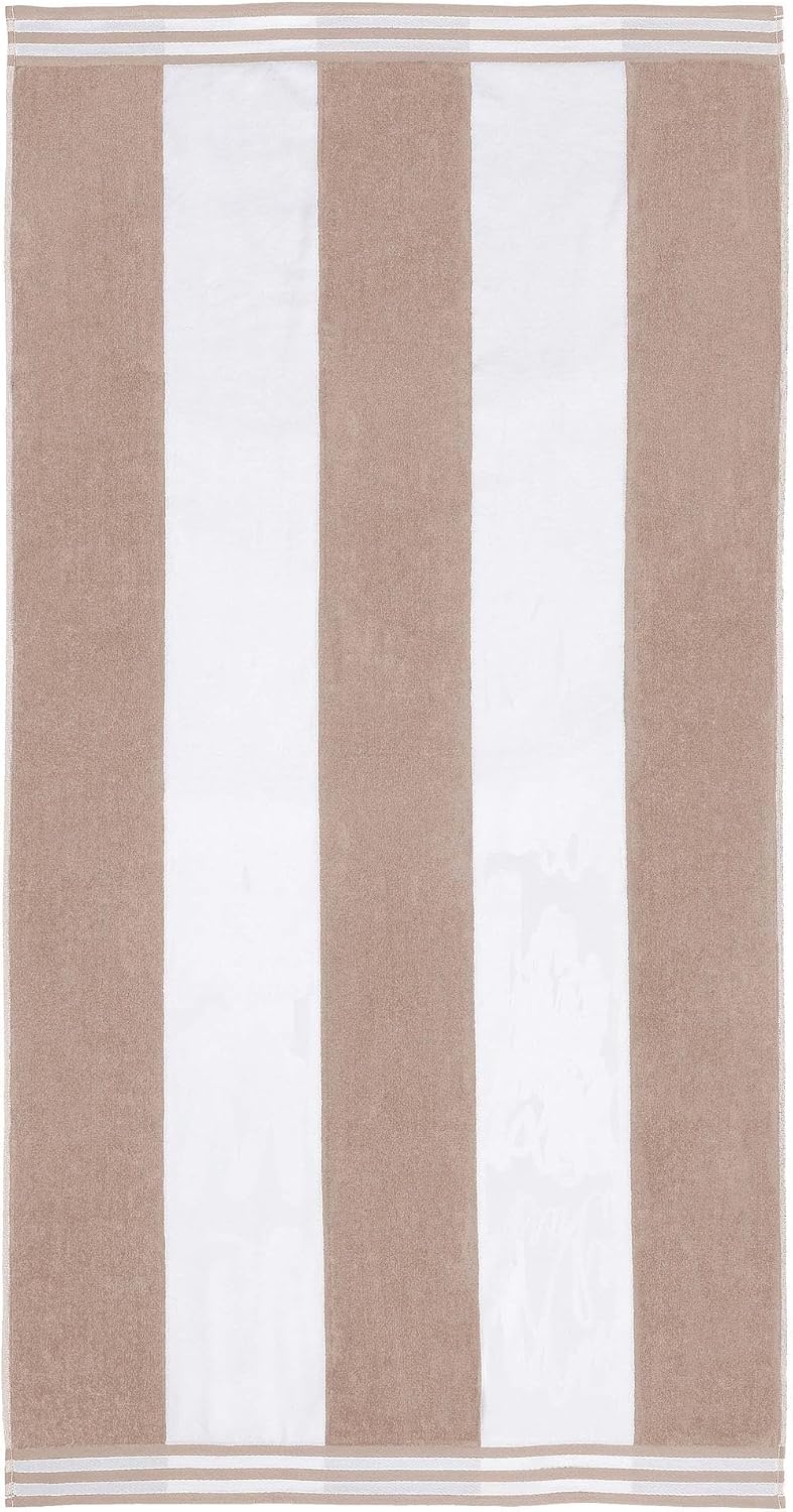 image:imageSuperior Striped Cotton Reversible Beach Towel Set 6 PC Multi ColorTaupe