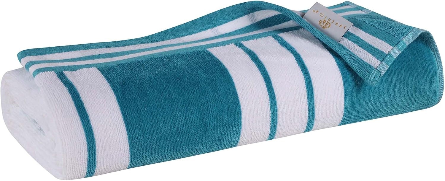 image:imageSuperior Striped Cotton Reversible Beach Towel Set 6 PC Multi ColorTurquoise