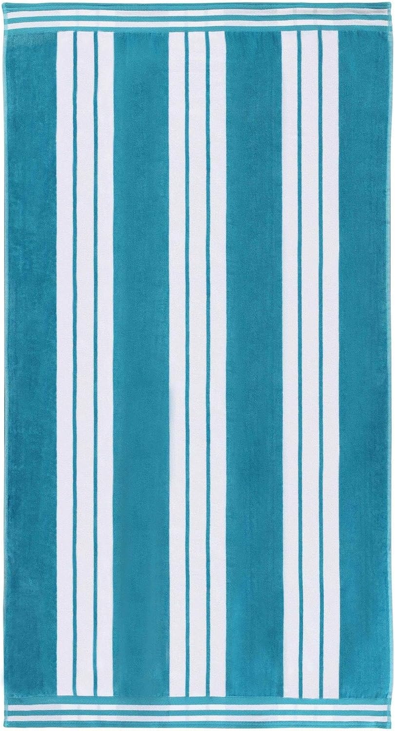 image:imageSuperior Striped Cotton Reversible Beach Towel Set 6 PC Multi ColorTurquoise
