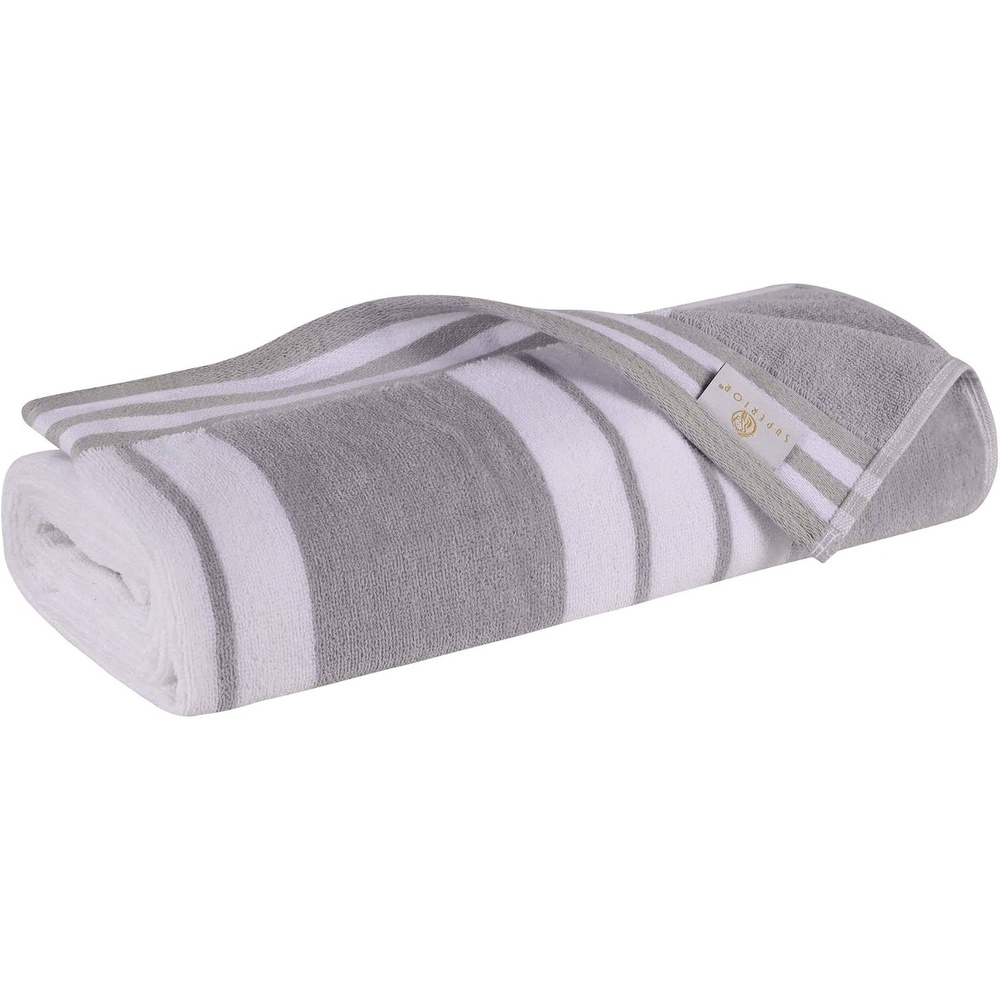 image:imageSuperior Striped Cotton Reversible Beach Towel Set 6 PC Multi ColorLight Grey