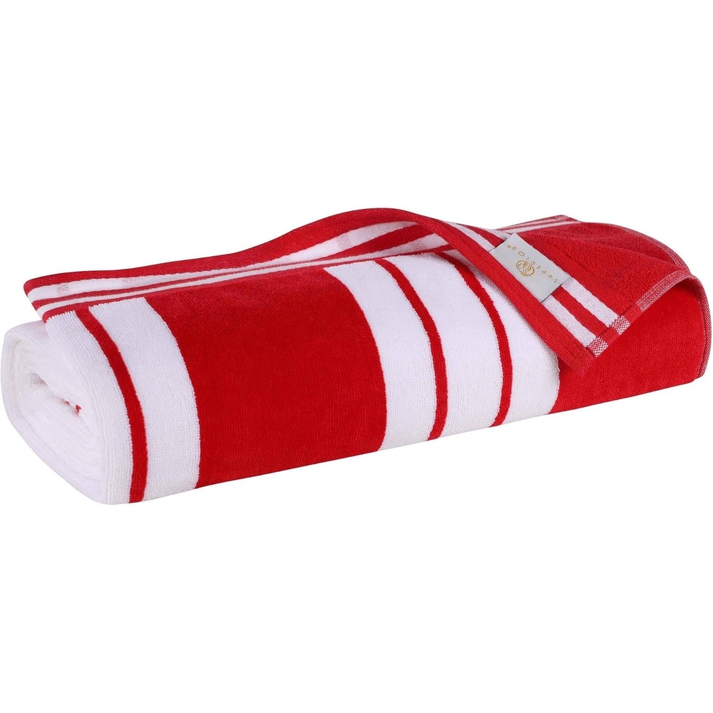 image:imageSuperior Striped Cotton Reversible Beach Towel Set 6 PC Multi ColorRed