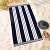 Superior Striped Cotton Reversible Beach Towel Set, 6 PC, Multi Color(Blue)