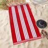 Superior Striped Cotton Reversible Beach Towel Set, 6 PC, Multi Color(Red)